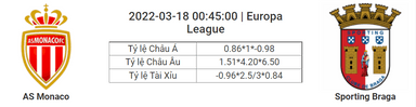 Soi kèo, dự đoán Monaco vs Braga, 00h45 ngày 18/3 - Europa League