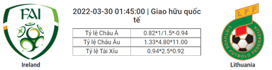 Soi kèo, dự đoán Ireland vs Lithuania, 01h45 ngày 30/3 - Giao hữu Quốc tế