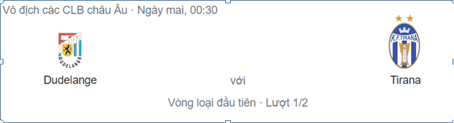 Nhận định Dudelange vs Tirana, 0h30 ngày 7/7