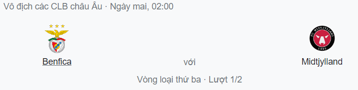 Nhận định Benfica vs Midtjylland, 2h00 ngày 3/8