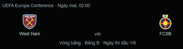 Nhận định bóng đá West Ham vs Steaua Bucuresti, 02h00 ngày 9/9